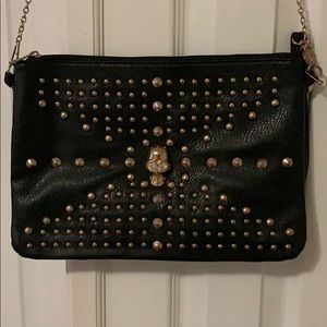 Black faux leather skull purse